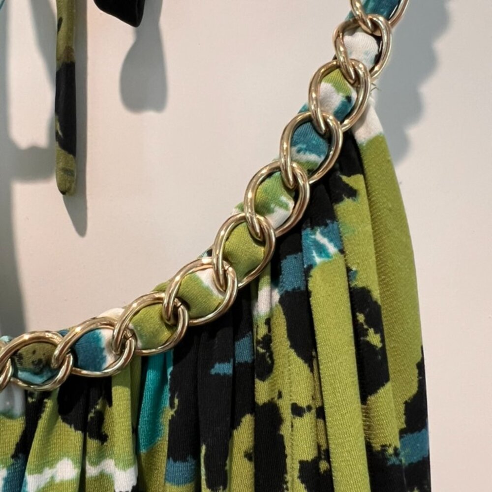 Donna Morgan Halter Dress with Chainlink Neckline